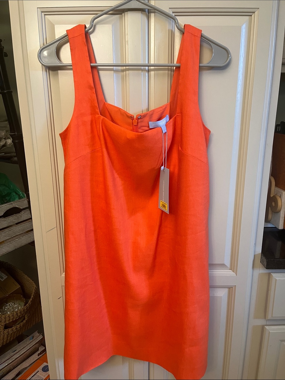 ANTONIO MELANI Bright Orange Sleeveless Sheath Dress
